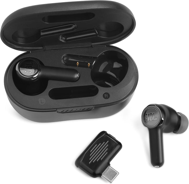 JBL Quantum TWS - True Wireless Noise Cancelling Gaming Earbuds, Fast Pair Dual Source, 6 beamforming mics, IPX4 Water Resistant, Up to 8hrs Playtime with 16hr of Backup in The case (Black)