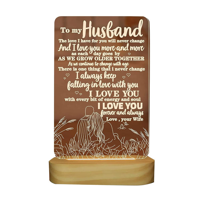 Sulfar to My Husband Gifts from Wife,3D Illusion Lamp I Love You Night Light for Men Him Valentines Birthday Anniversay Romantic Ideal Gift