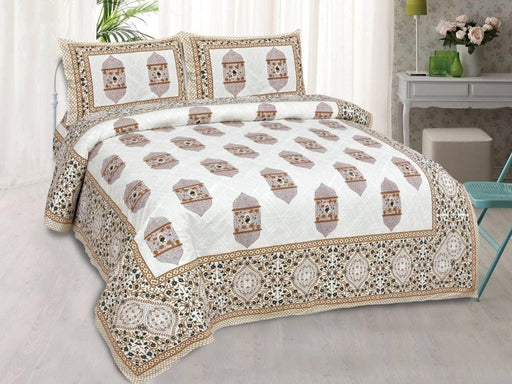 SUFAYA FAB Printed Indian Sanganer Royal Cotton Premium Big Size Bedsheets for Modern Look(100x100) inches with Two Pillow (18x28)