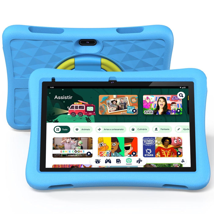 Plimpton Kids Tablet Android 14, 10 inch with Google Kids Space, 2GB RAM/64GB Storage, 4-core, 6000mAh Battery, Parental Control, WiFi, PlimPad Tablet (Blue)