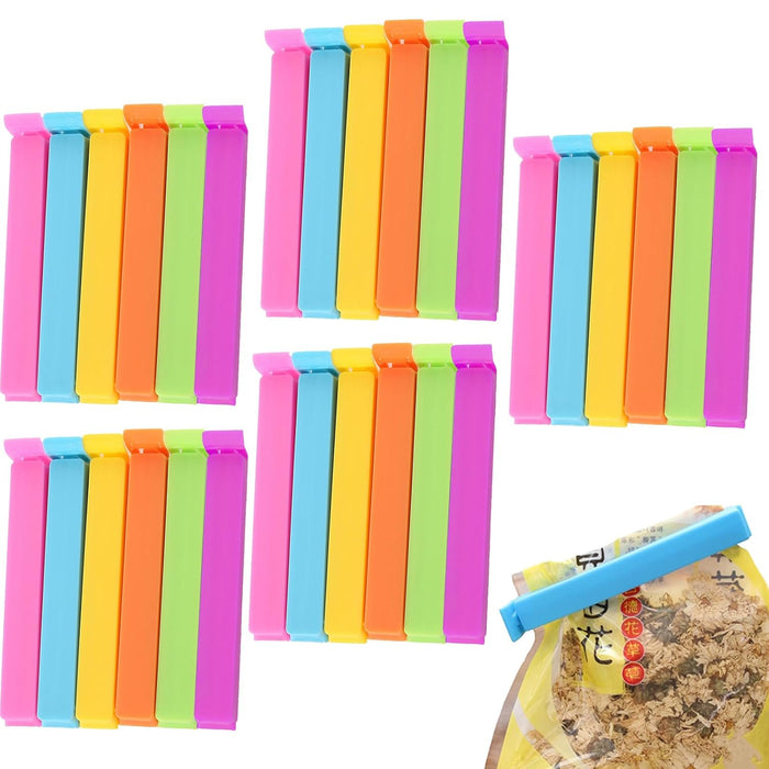 Aswewamt 30 Pcs Food Clips, Food Bag Clips 11CM Bag Clips for Food Storage Freezer Bag Clips for Fruit Vegetables Snack Bag (6 Colors)