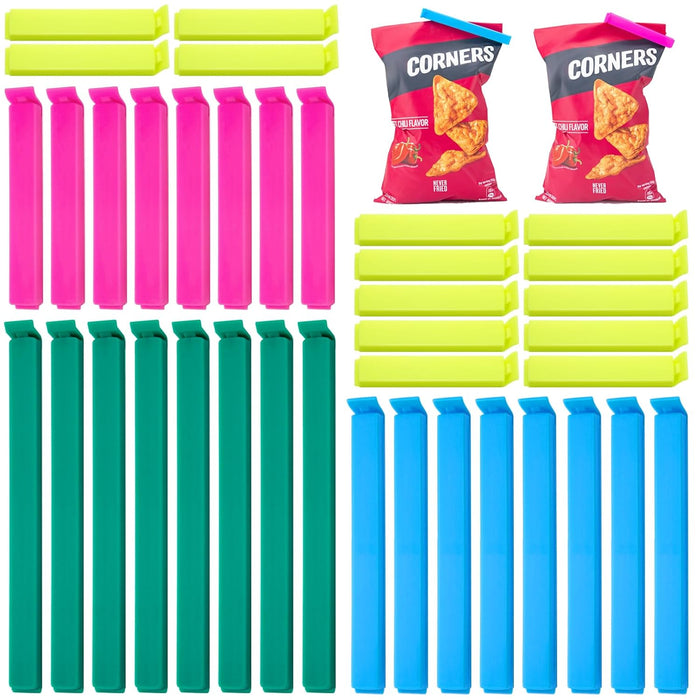 WISYOK Food Clips 40pcs, Bag Clips for Food Storage Plastic, Freezer Bag Clip, 4 Sizes and 4 Colors, Resuable Kitchen Sealing Clip Stay Fresh Longer for Snack, Sandwich, Bread
