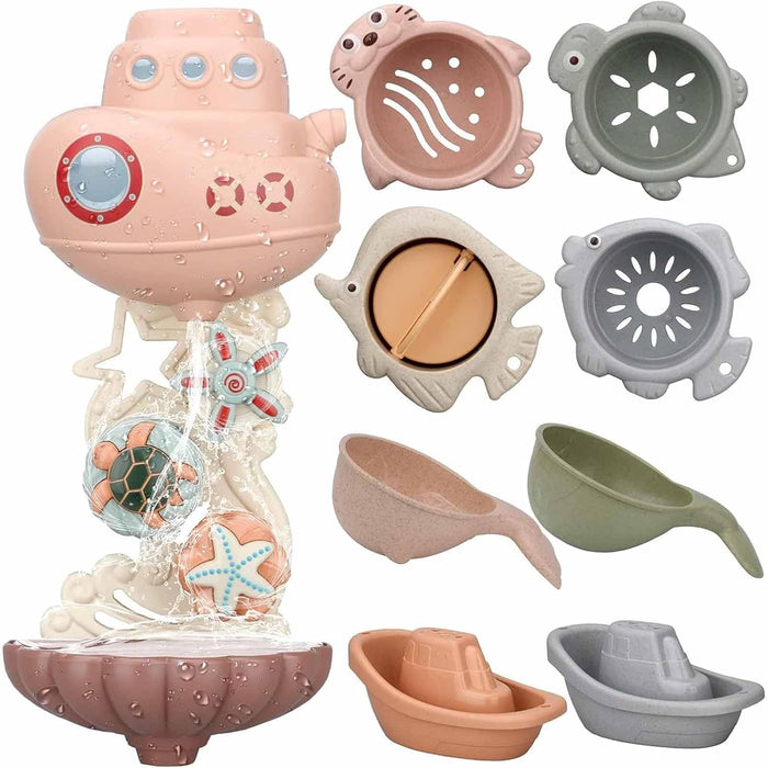 Tazweeq Toddler Bath Toys, Mouldless Bath Cup Toys, Bathtub Shower Toys, Birthday Gifts for Boys and Girls