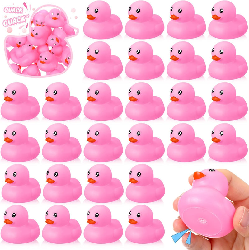 Hungdao 24 Pieces 2 Inch Mini Rubber Duck Bath Toys Squeaky Rubber Ducks Float Bathtub Ducks for Baby Shower Birthday Party Favors Classroom Carnival Prizes Car Decor Supplies (Blue)