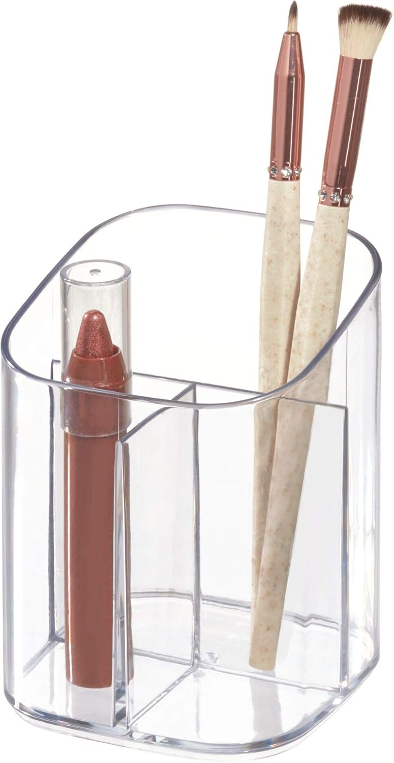 Idesign Bpa-Free Plastic Divided MakEUp Palette Cosmetic Organizer, The Clarity Collection – 9.25" X 3.86" X 3.2", Clear