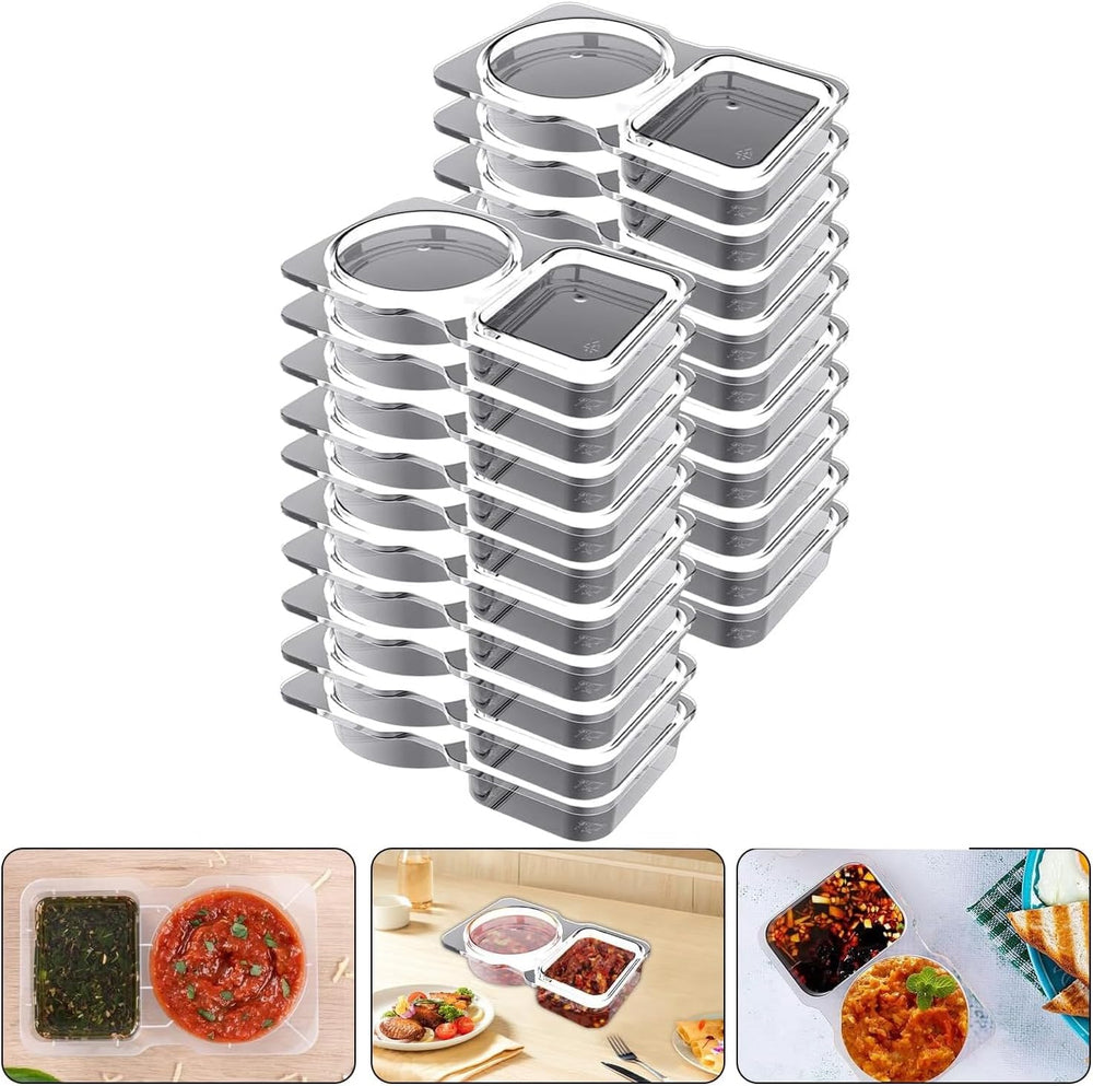 AMERTEER 20 PCS Reusable Snack Container, Leakproof Containers, Disposable Leakproof Food Storage, Compartment Snack Containers with Lids For On-the-Go Meals and Camping Travel Snack