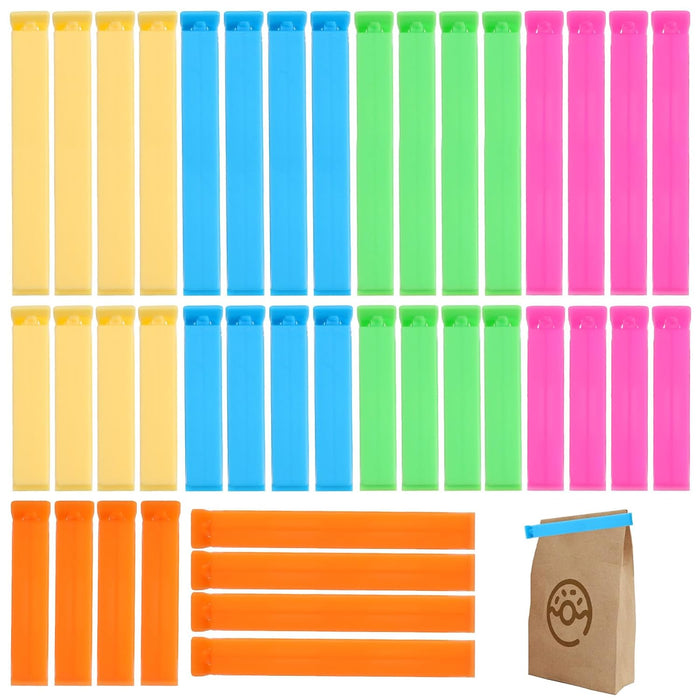 40 PCS Food Bag Clips Set - 2 Sizes (7cm & 11cm), Airtight Bag Sealing Clips for Chips, Bread, Snacks, Dog Food, Freezer Storage - Durable, Colorful, and Versatile Kitchen Clips