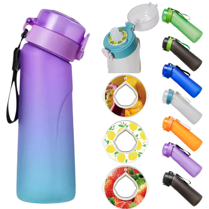 Alpha Fit Air Up Compatible Water Bottle with 3 Flavor Pods - 22oz/750ml BPA-Free, Leak-Proof Reusable Bottle for Kids, Teens & School | Purple Unicorn Design