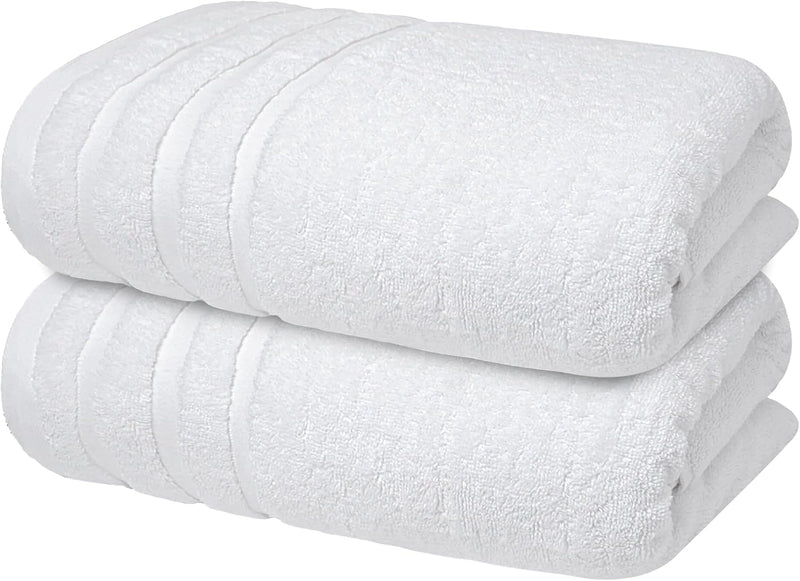 Infinitee Xclusives Premium Cotton Bath Towels Set of 2 (70 x 140 cm) Soft, Highly Absorbent, Quick Dry Towels - Perfect Towels for Bathroom, Gym, Spa & Hotel (Brilliant White)