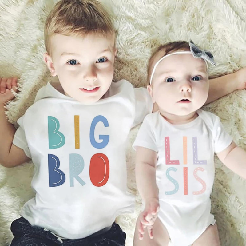 Kids Baby Boy Big Brother T Shirt Tops Toddler Lil Bro Pullover Tees Twins Sibling Matching Clothes Outfit
