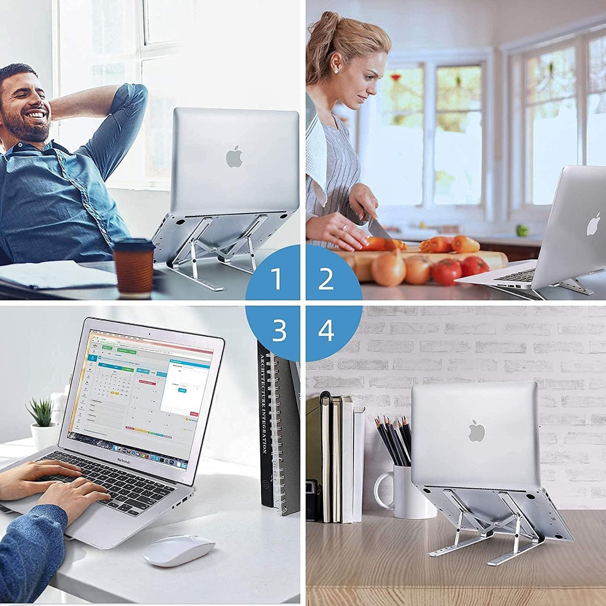 Adjustable Laptop Stand, Portable Aluminium Laptop Riser Laptop Holder for Desk, Foldable Ventilated Cooling Computer Support Stand for Apple MacBook Pro/Air, HP, Sony, Dell, Notebook Stand and more. – image 3