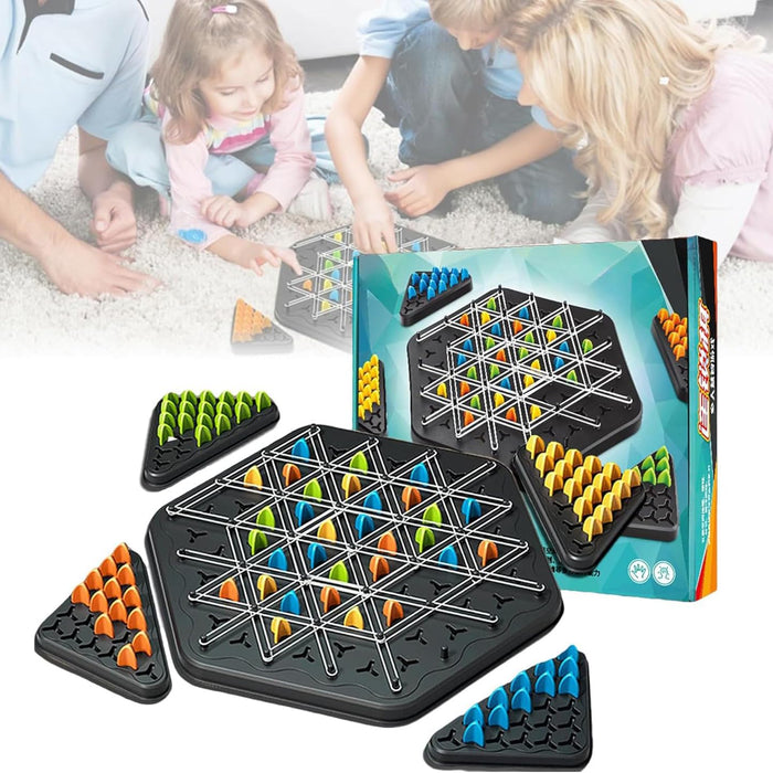 AM ANNA Chain Triangle Chess Game, Triggle Rubber Band Game,Brain Games Triangle,2 to 4 Players Triangle Peg Rubber Band Game, for Kids and Adults Board Games Family Night (Triangle Chess)