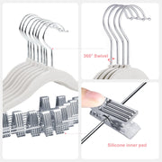 ManGotree 11.8'' Baby Velvet Hangers with Movable Clips, Non-slip Kids Clothes Hangers, Ultra-thin Space-saving Children's Felt Hangers for Shirts, Pants, Dresses, Skirts, Jackets (16 Pack, White)