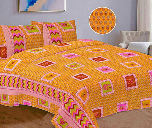 SUFAYA FAB Printed Indian Sanganer Cotton Premium Big Size Bedsheets for Modern Look(108x108) inches,Pillow (17x27) inches