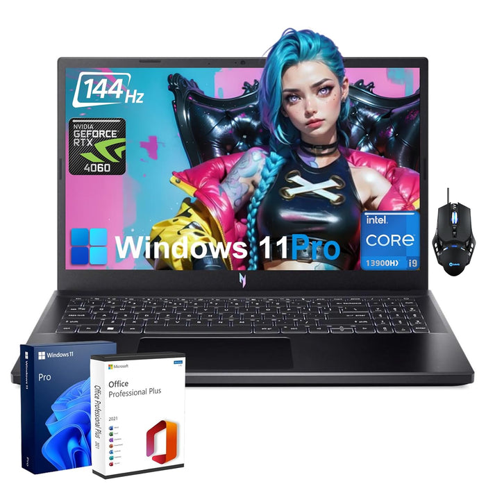 acer Nitro V Gaming Laptop - Intel i9-13900H CPU | NVIDIA GeForce RTX 4060 GPU| 15.6" FHD 144Hz Display | 64GB DDR5 | 2TB SSD | WiFi 6 | Backlit KB | Win11 Pro, with Accessories