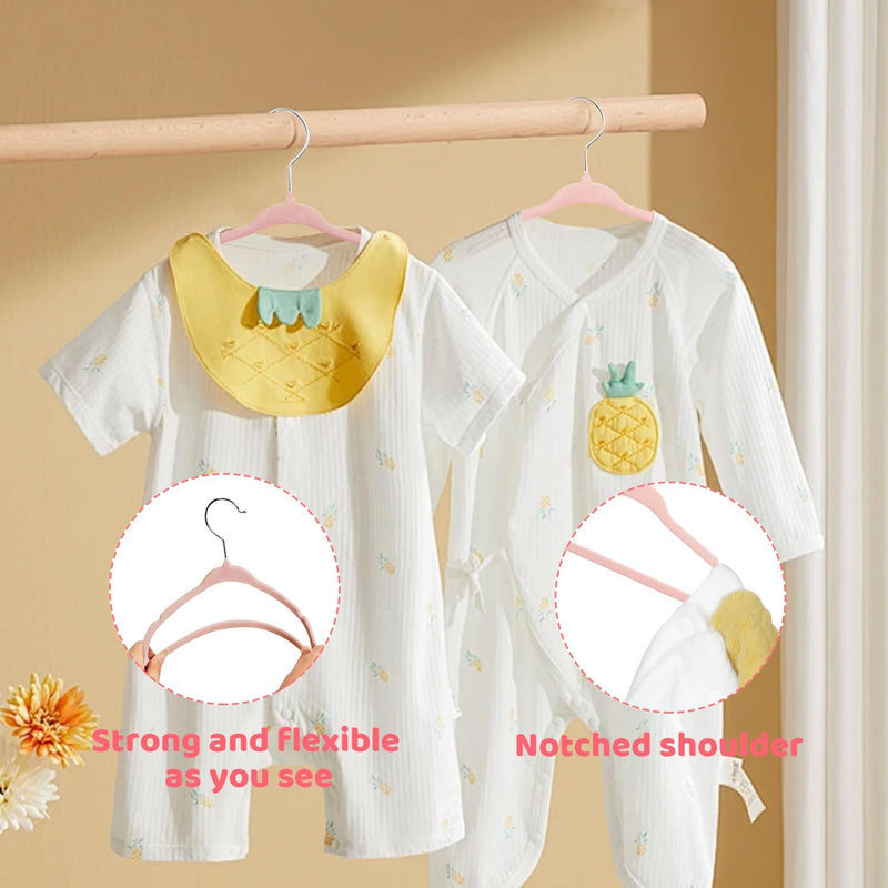 ManGotree Baby Velvet Clothes Hangers, Kids Toddler Children's Hangers for Clothes Space Saving Non-Slip (30 Pack, White)