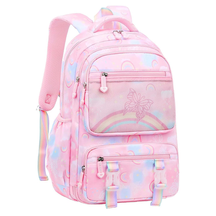 KASTWAVE Girls Backpack, Kids Backpack for Girls with Anti-theft Back Pocket, Lightweight School Backpack, Watrer Resistant, Bookbag for Elementary Primary School, Pink/L