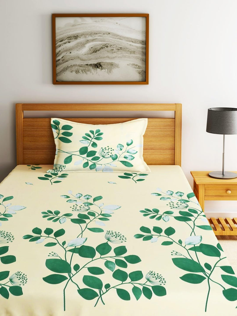 Fashion String 144TC Nature Embrace Lush Green Single Bedsheet with 1 Pillow Cover
