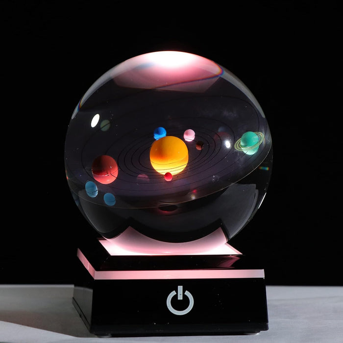 Tazweeq 3D Solar System Model Crystal Ball, Outer Space Astronomy Gifts Indoor Decoration, Crystal Balls, Night Light Planet Lamp, Unique Gifts Best Birthday Gifts