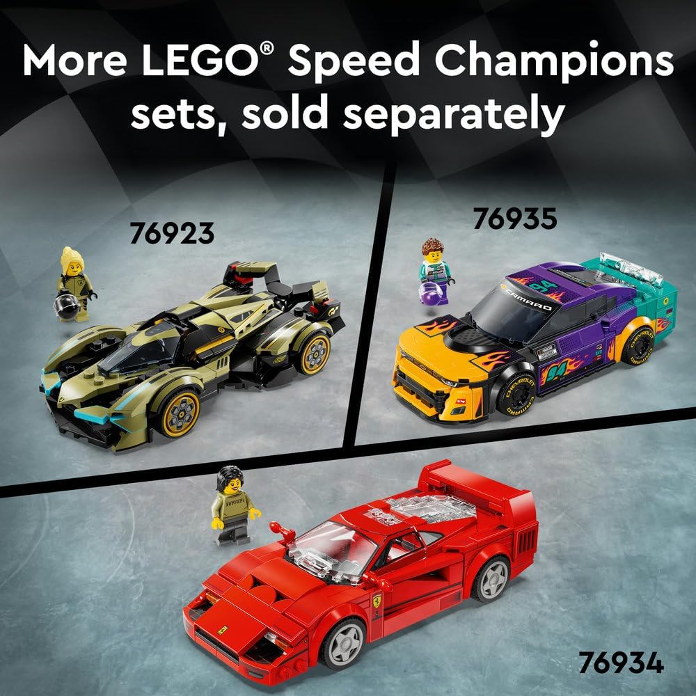 Speed Champions Ferrari F40 Supercar Buildable Vehicle, Toy Model Car for 9 Plus Year Old Boys and Girls, with Driver Minifigure, Kids' Bedroom Decoration, Gift Idea 76934