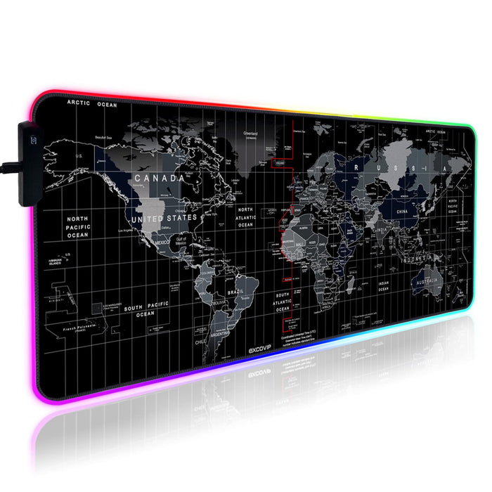 EXCOVIP Extended RGB Mouse Pad Mat, 14 Modes Large Office Table Desk Mat 800x300mm Gaming Lighting Led Mousepad for PC Computer Keyboard Anti-Slip (RGB World) 8424