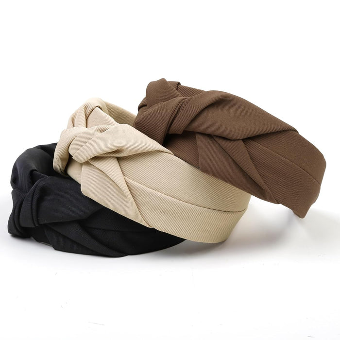 3PCS Knotted Headbands for Women, Non Slip Fashion Headbands for Hair Wide Top Knot Hair Hoops for Girls