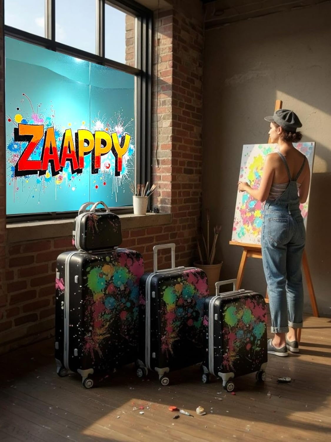 Printed Splash Paint Hard Shell 14 Inch Beauty Case Lightweight Luggage, Combination Lock, Suitcase – image 3