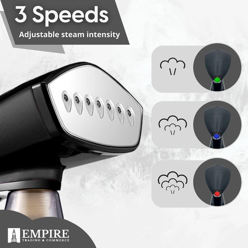 Empire Clothes Steamer, 1640-Watt Steamer for Clothes, Fast Heat-Up Steam Iron with 260ML Large Detachable Water Tank, Lightweight Travel Steamer, Travel Iron for Fabrics and Clothes (HY-168)