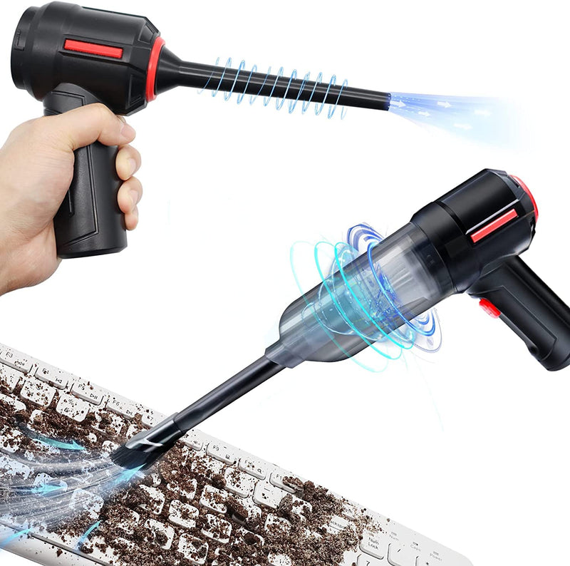 3-in-1 Computer Vacuum, Compressed Air Duster Blower, Portable Handheld Vacuum Cleaner Cordless, Rechargeable car Hoover, Mini Keyboard Cleaner Kit, Electric Spray air can for PC, Laptop, Electronics