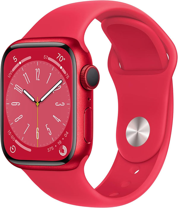Apple New Apple Watch Series 8 (GPS 41mm) Smart watch - Midnight Aluminium Case with Midnight Sport Band - Regular. Fitness Tracker, Blood Oxygen & ECG Apps, Water Resistant (Renewed)
