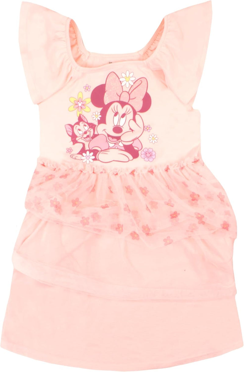 Disney Princesses and Minnie Mouse Girls Tutu Dress Princess Moana Rapunzel Belle Flutter Sleeve Dress for Girls