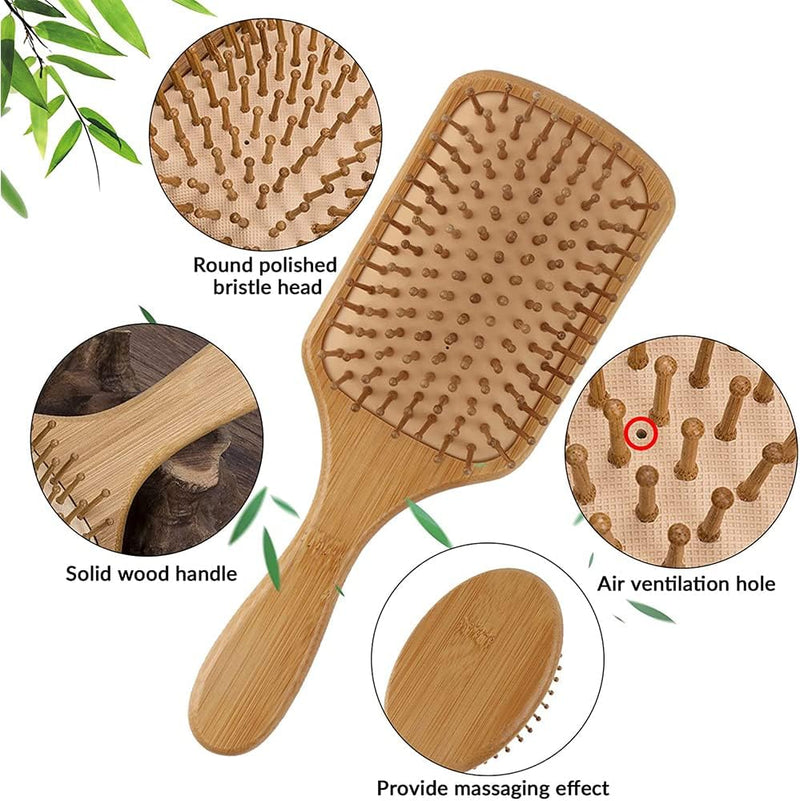 Homarket Paddle Hair Brush, Detangling Brush and Hair Comb Set for Men and Women, Great On Wet or Dry Hair (Black-4pcs)