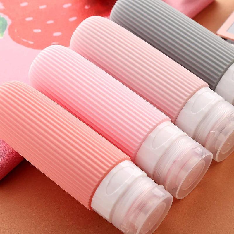 Idrese Silicone Travel Bottles Set, 4 Pcs 100ml Containers for Toiletries, Accessories for Women, Airplane Essentials (Green)