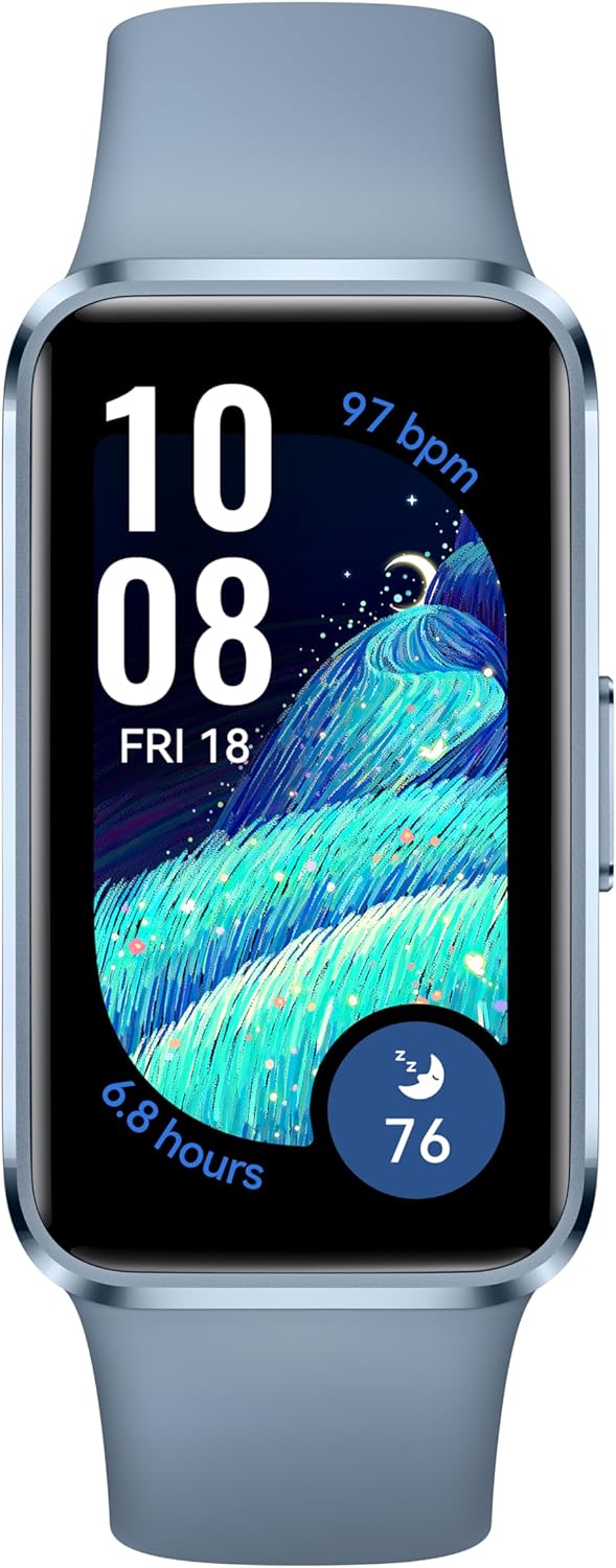 HUAWEI Band 10 Smart Watch, Metallic Design and Comfortable Wearing, Pro-level Sleep Analysis, Emotional Health Aid, 100 Workout Modes, Robust Battery Life, IOS and Android, Blue