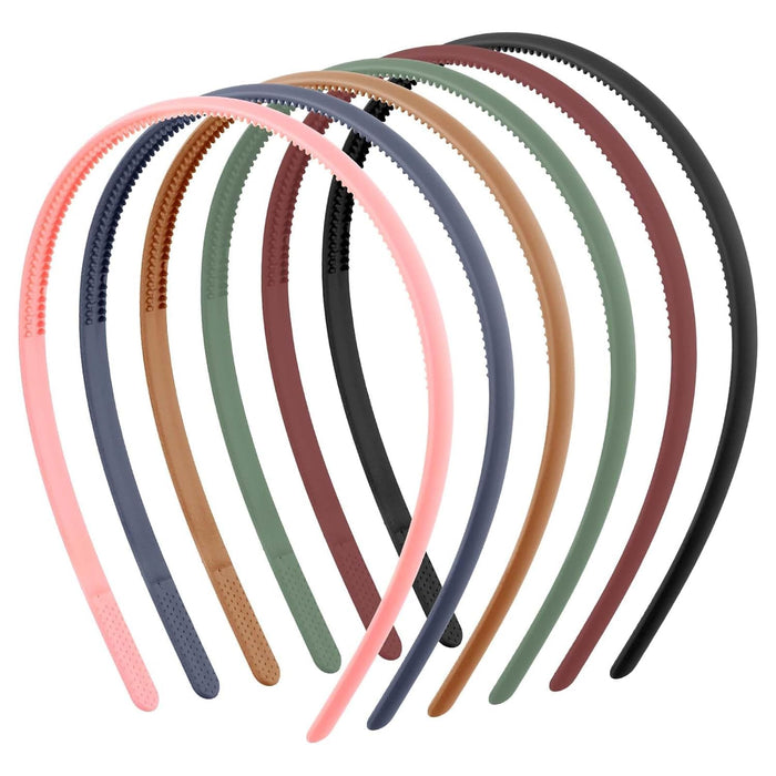 6 Pcs Thin Plastic Headbands for Women & Girls, Non-Slip Hair Bands with Teeth for Straight & Curly Hair, Candy Color Hair Accessories (Multicolor)