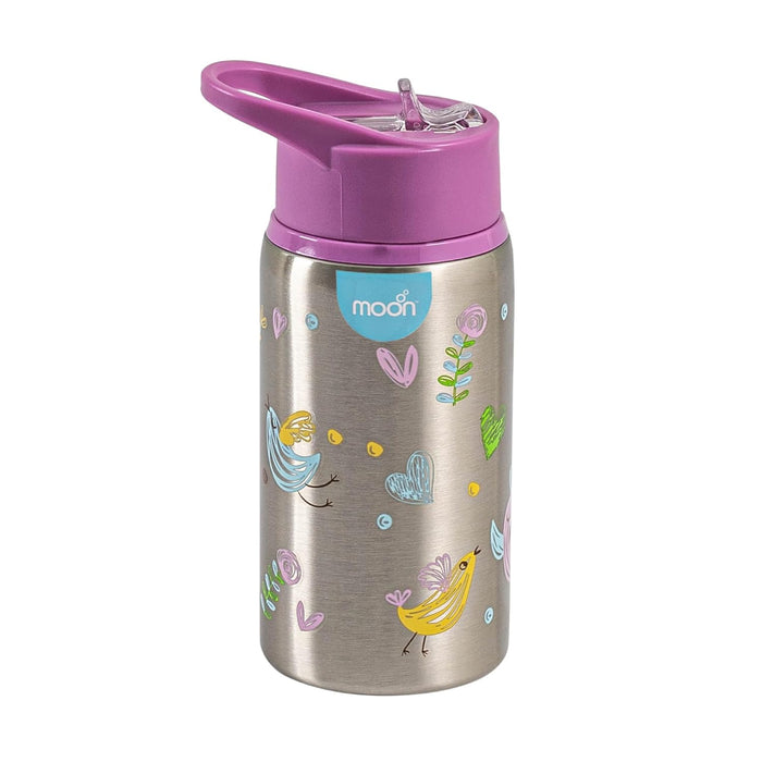 The Moon Brand Single Wall Stainless Steel Sipper Bottle 530ml BPA Free Lid, Easy Siping Lightweight for Kids ??Portable-Large Capacity Indoor/Outdoor Spill Proof, Break Resistant - Purple