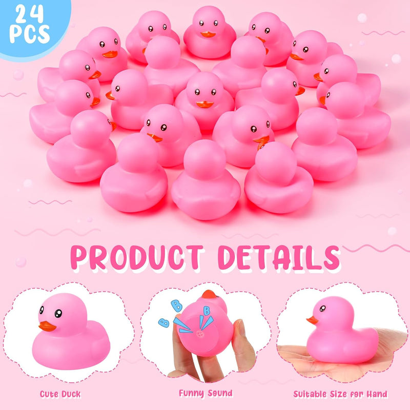 Hungdao 24 Pieces 2 Inch Mini Rubber Duck Bath Toys Squeaky Rubber Ducks Float Bathtub Ducks for Baby Shower Birthday Party Favors Classroom Carnival Prizes Car Decor Supplies (Blue)