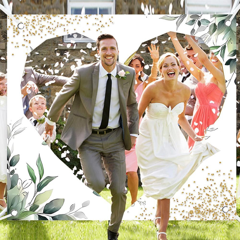 Vocridy Wedding Sheet for Cutting with Scissors, Wedding Bed Sheet as a Wedding Game for the Bride and Groom, Bed Sheet with Heart Wedding Incl. 200 x 180 cm (Green)