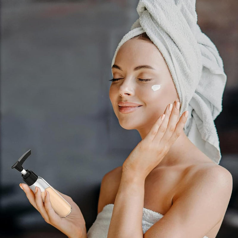 Hian Travel Bottles Kit, Portable Refillable Toiletry Containers Set, Leak Proof Cosmetic Containers for Lotion, Shampoo, Cream, Soap, Total Jars for Cream (Pack of 8)