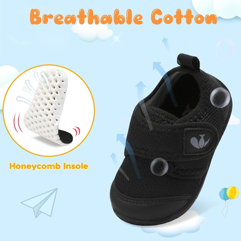 L-RUN Baby Shoes Boys Girls Breathable Adjustable First Walking Shoes Infant Lightweight Crib Sneakers