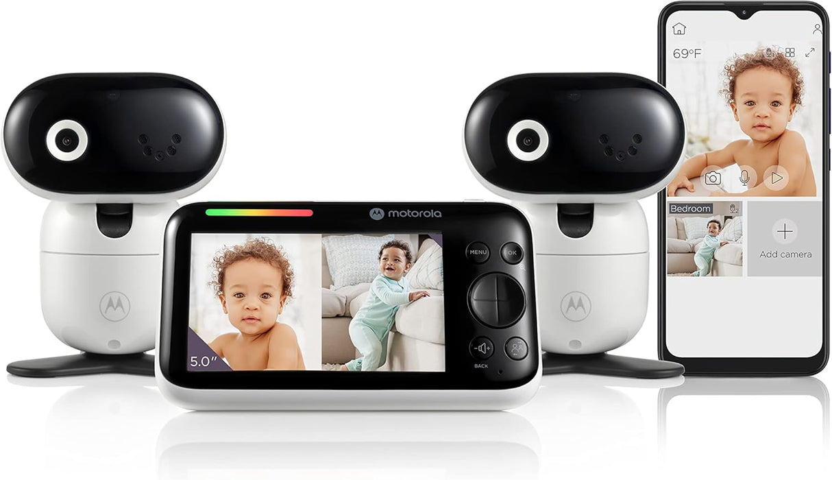 Motorola Nursery Baby Monitor PIP1510 Connect - 5" WiFi Video Baby Monitor with Camera, Wall Mount, HD 1080p - Smart Phone App, 1000ft Range, Two-Way Audio, Remote Pan-Tilt-Zoom, Room Temp, Lullabies