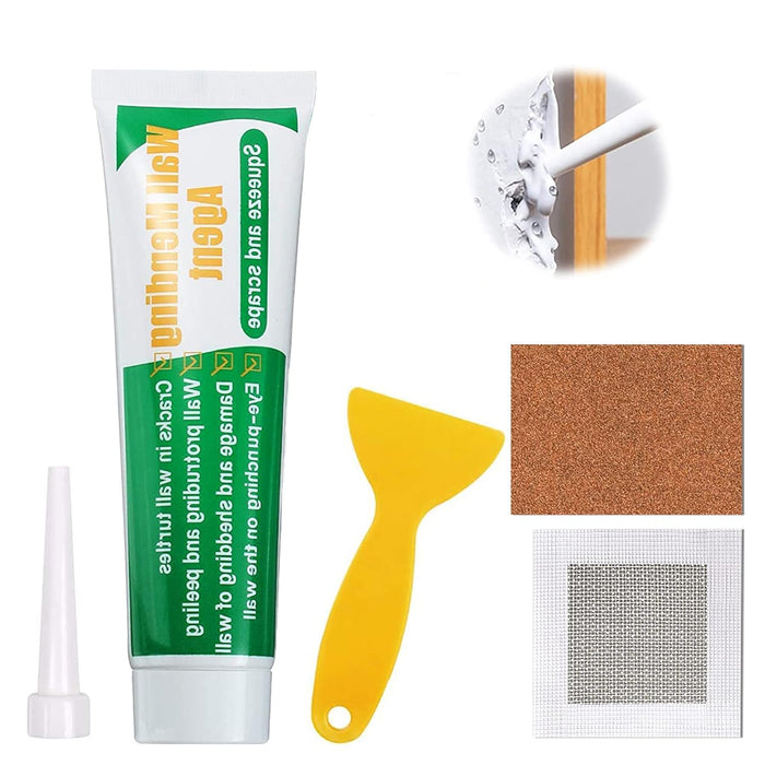 Wall Mending Agent Drywall Repair Kit, Spackle Wall Repair Patch Kit with Scraper, Safemend Wall Mending Agent Large Hole Drywall Patch, Easy to Fill Holes in Home Wall and Quick Repair Crack (1 Set)