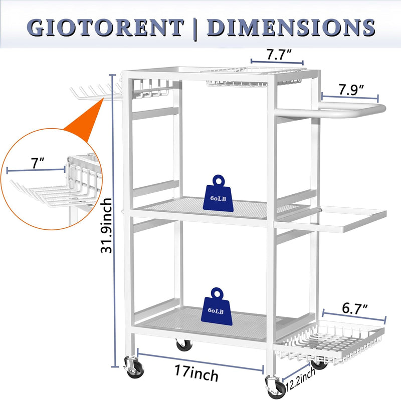 Home Gym Storage Rack, 3 Tier Yoga Mat Storage Rack with Wheel for Yoga Lover, Exercise Equipment and Workout Equipment Organizer, Yoga Mat Holder for Yoga Mats, Foam Roller and Dumbbells
