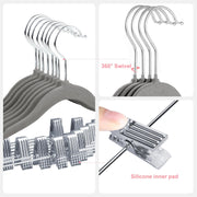 ManGotree 11.8'' Baby Velvet Hangers with Movable Clips, Non-slip Kids Clothes Hangers, Ultra-thin Space-saving Children's Felt Hangers for Shirts, Pants, Dresses, Skirts, Jackets (16 Pack, White)