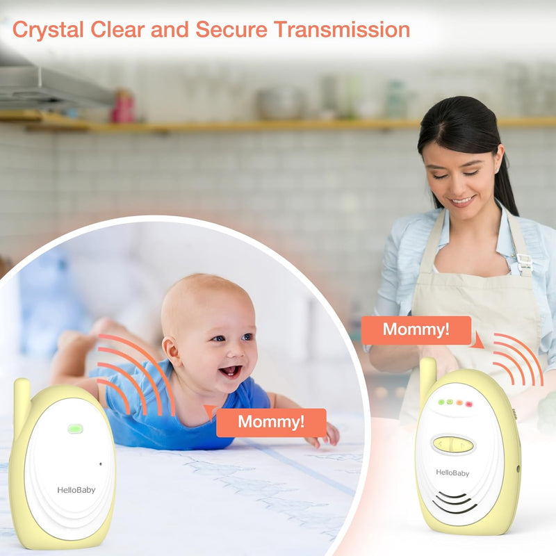 HelloBaby- Audio Baby Monitor upto 1000 Feet Range, W/Sound Indicator, 6.0 DECT Technology, High Sensitivity Microphone
