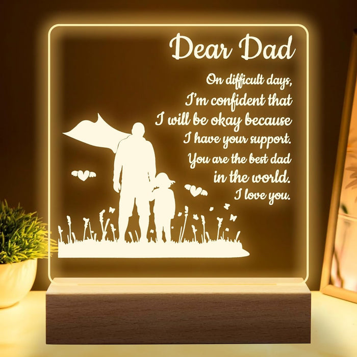 KASTWAVE Acrylic Night Light Dad Gifts from Daughter - Unique Birthday, Father’s Day, Thanksgiving, Christmas Gifts for Dads Who Have Everything - Special Keepsake for Dad