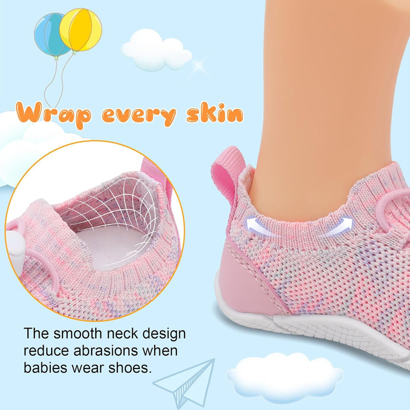 L-RUN Baby Shoes Infant Breathable Non Slip First Walking Shoes Baby Boys Girls Sneakers with Soft Rubber Sole Toddler Slip On Shoes