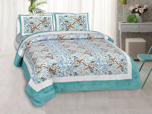 SUFAYA FAB Printed Indian Sanganer Royal Cotton Premium Big Size Bedsheets for Modern Look(100x100) inches with Two Pillow (18x28)