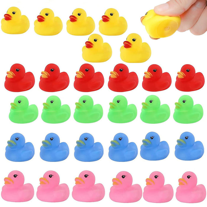 WEZCHUGHAOL 30 Pcs Rubber Ducks, Mini Bath Ducks Set, Colorful Mini Rubber Duckies for Kids, Float and Squeak Bath Duck Toys for Baby Showers, Classroom Incentives, Beach, Pool, Birthdays and Parties