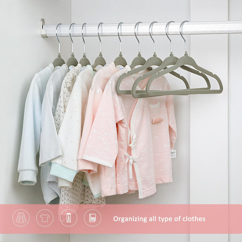 ManGotree Baby Velvet Clothes Hangers, Kids Toddler Children's Hangers for Clothes Space Saving Non-Slip (30 Pack, White)